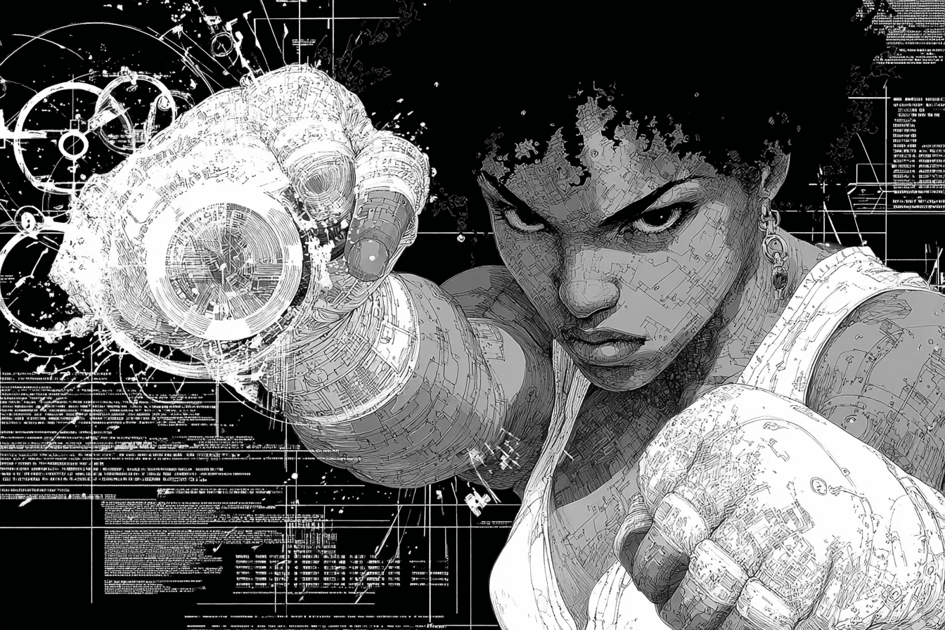 Black Woman Boxing In The Style
