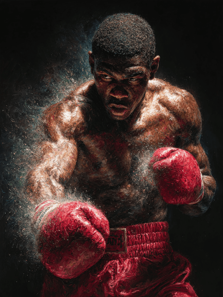 Black Male Boxer Throwing Powerful Uppercut