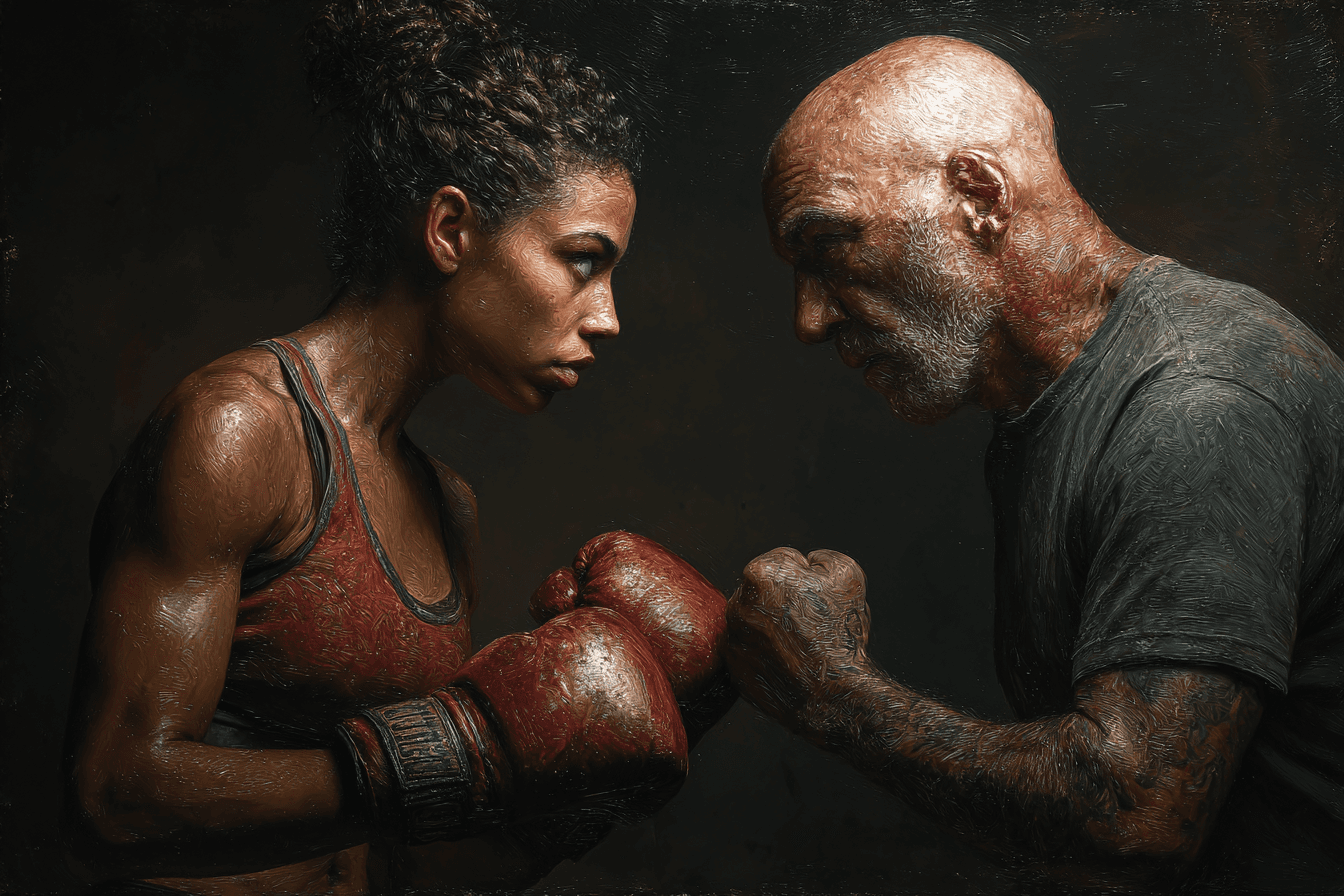 Extremely Handsome Hyperrealistic Black Woman Boxing