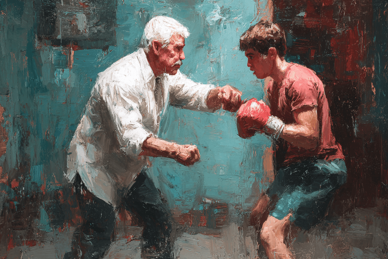 Impressionist Painting Of Man Boxing White